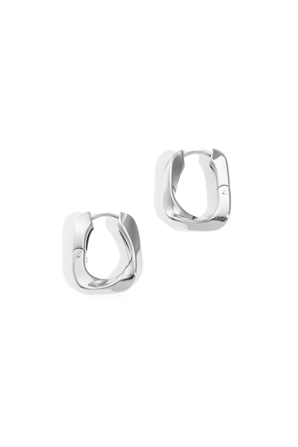 Boucles d'oreilles créoles rectangulaires en acier inoxydable, style décontracté, simple et quotidien, bijoux pour femmes