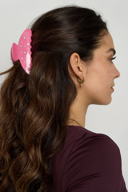 Pinces à cheveux à pois décontractées en acétate imitation feuille Accessoires de Saint-Valentin