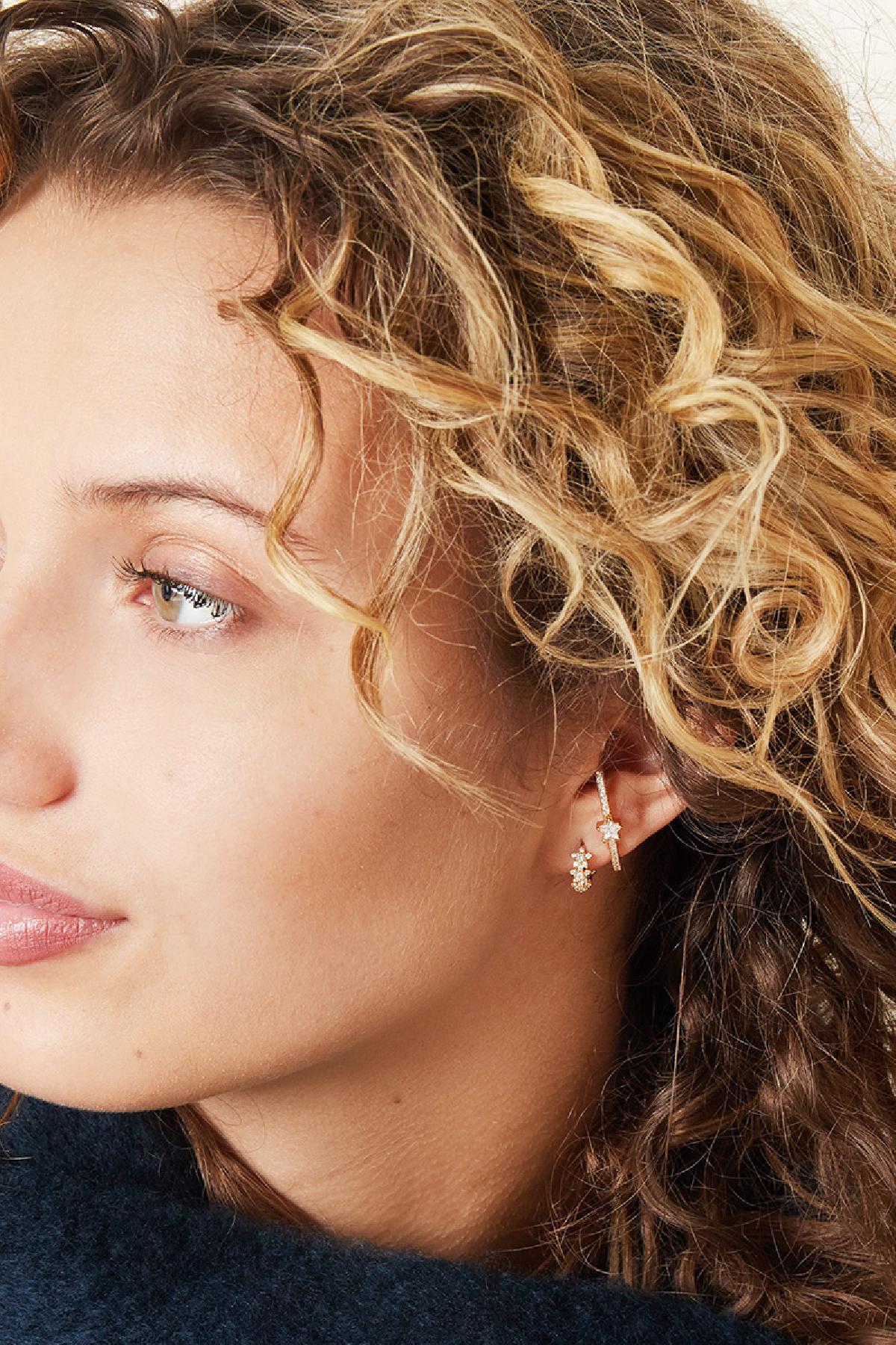 Boucles d'oreilles créoles étoile strass - cuivre