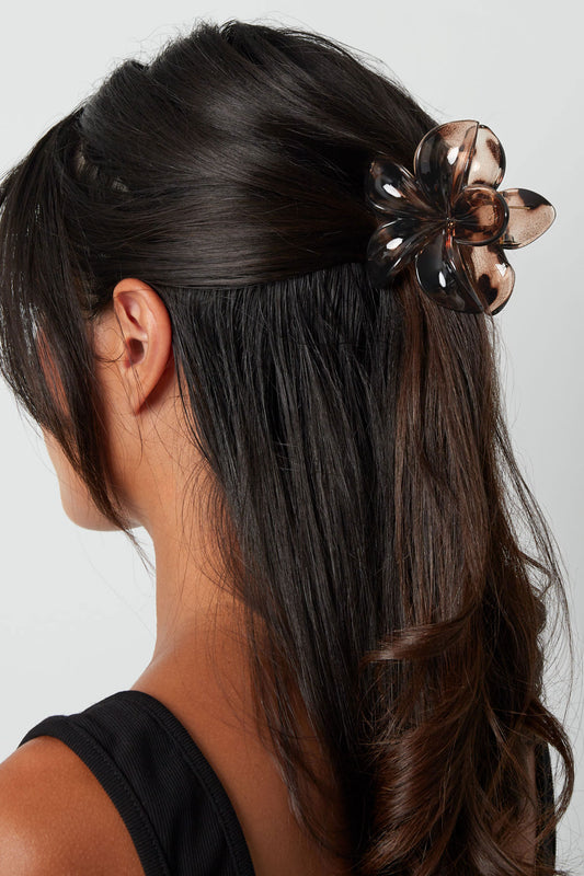 Pince à cheveux à motif de fleurs hawaïennes - Marron