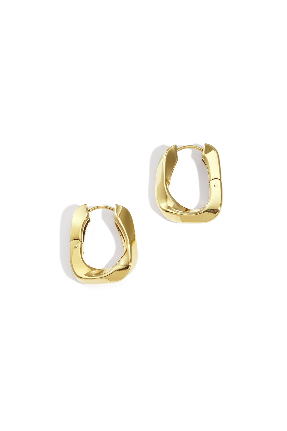 Boucles d'oreilles créoles rectangulaires en acier inoxydable, style décontracté, simple et quotidien, bijoux pour femmes