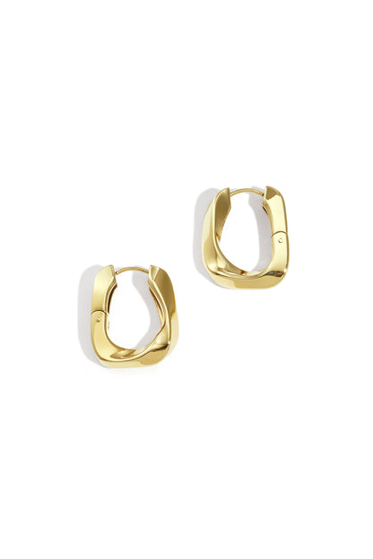Boucles d'oreilles créoles rectangulaires en acier inoxydable, style décontracté, simple et quotidien, bijoux pour femmes
