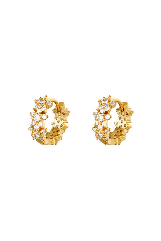 Boucles d'oreilles créoles étoile strass - cuivre