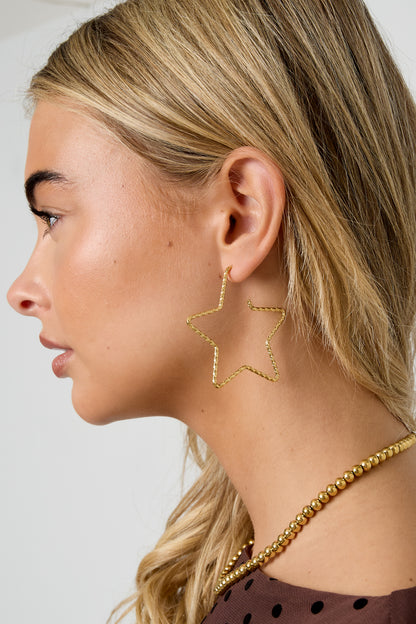 Boucles d'oreilles créoles en acier inoxydable, série Star Casual Daily Simple, bijoux pour femmes