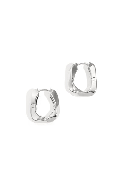 Boucles d'oreilles créoles rectangulaires en acier inoxydable, style décontracté, simple et quotidien, bijoux pour femmes