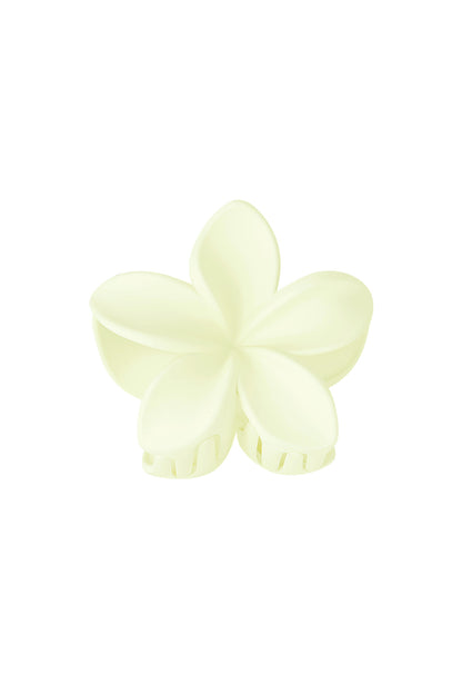 Barrette à cheveux fleur - plastique crème