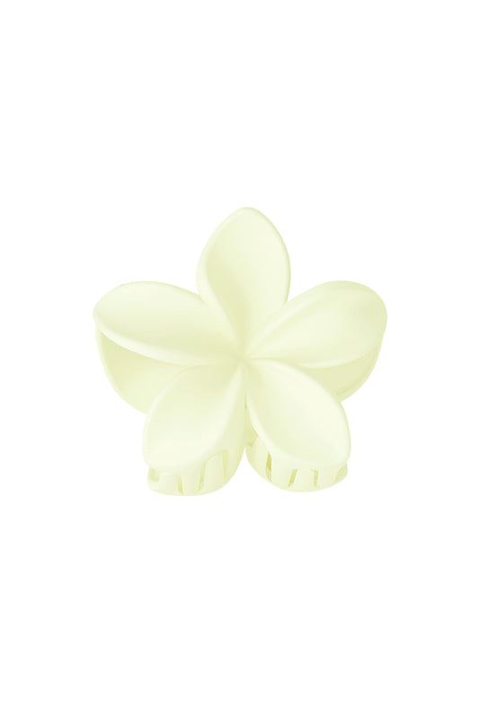 Barrette à cheveux fleur - plastique crème