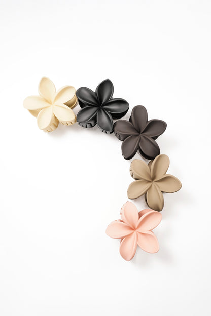 Barrette à cheveux fleur - plastique crème