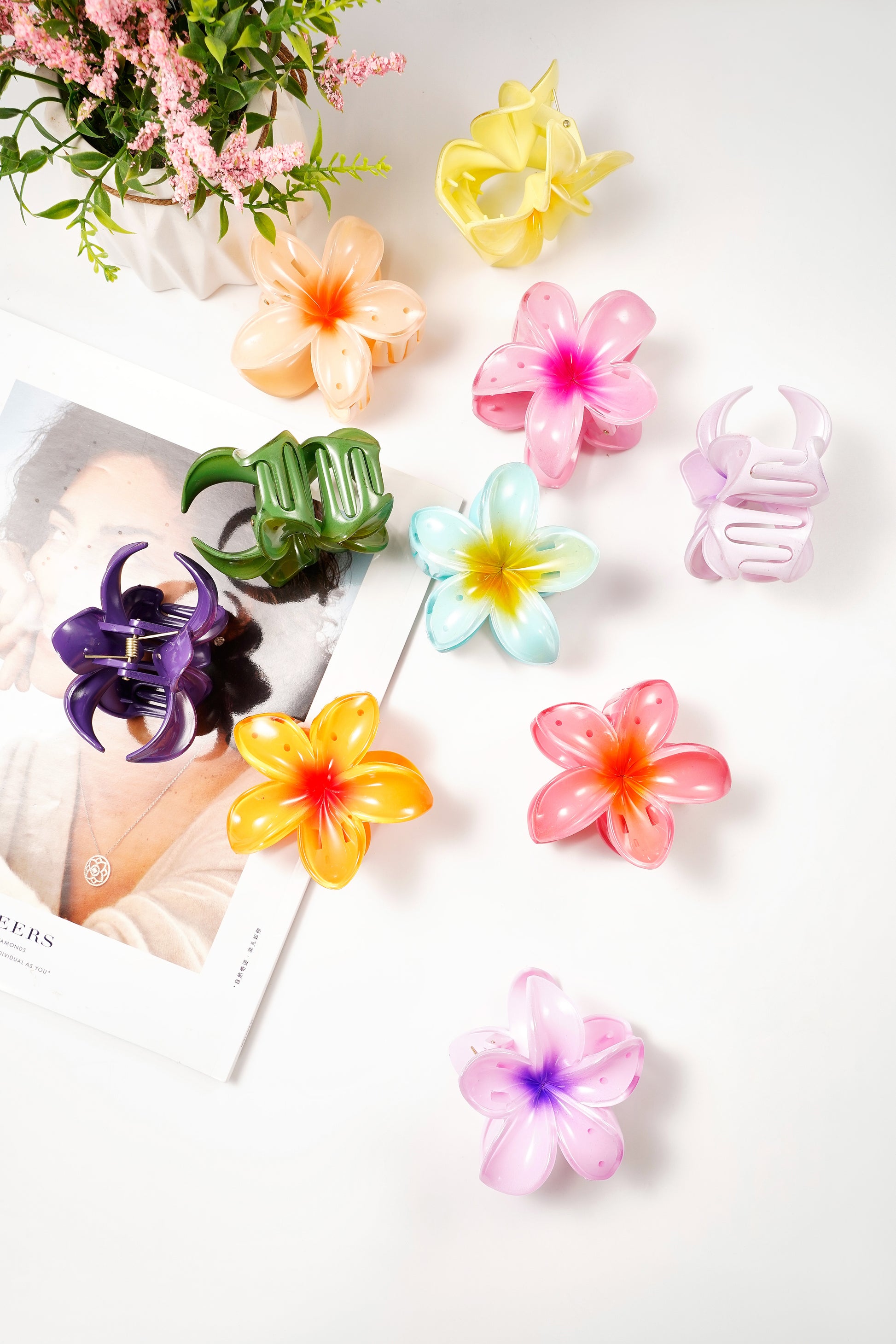 Barrette à cheveux fleur dégradé Hawaii love